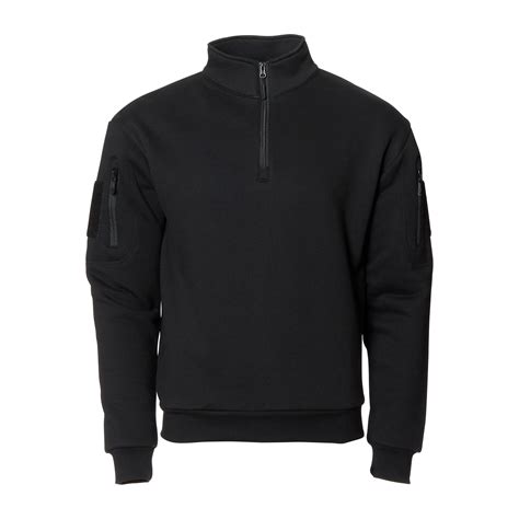 Mil Tec Tactical Sweatshirt With Zipper Black By Asmc