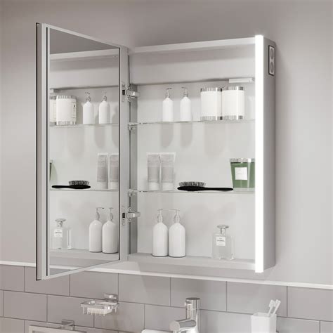 Bathroom Led Mirror Cabinet Shaver Socket Bluetooth Speakers Ip44 700 X 500mm Ebay
