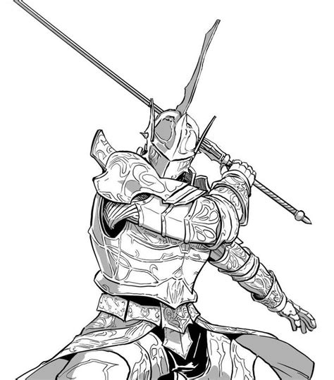 A Drawing Of A Knight With Two Swords In His Hand And One Arm Extended Up