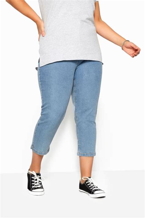 Light Blue Cropped Denim Jeans Plus Size 16 To 36 Yours Clothing