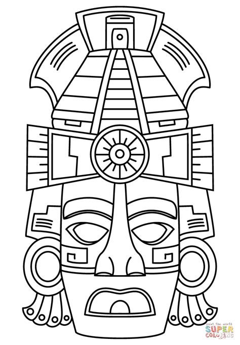 Mayan Face Mask Coloring Page Free Printable Coloring Pages