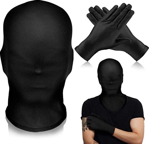 Faceless Mask And Black Gloves Full Face Black Skin Mask Full Finger