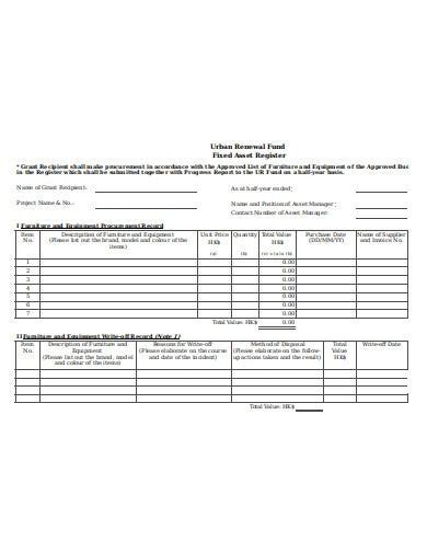 Fixed Asset List Template