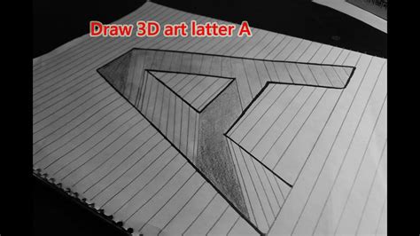 3d Art On Paper How To Draw 3d Art Letter A Hole In The In Line