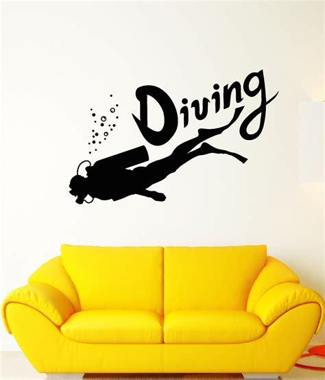 Vinyl Wall Decal Diving Club Scuba Diver Logo Stickers 3515ig Vinyl Wall Decals Wall Decals
