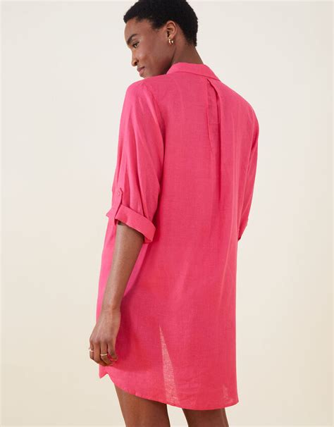 Long Sleeve Beach Shirt With Lenzing Ecovero Pink Summer Holiday