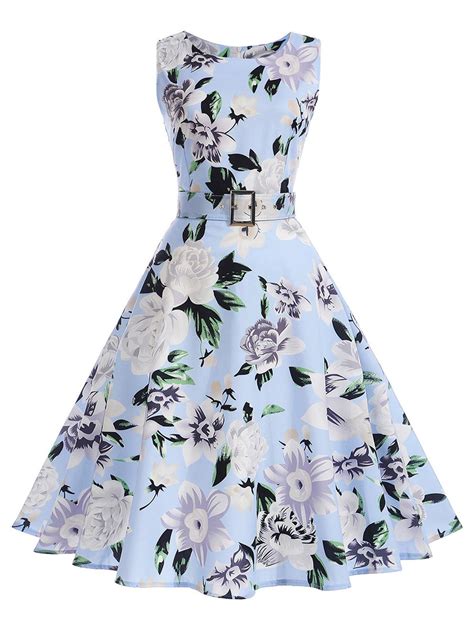 2019 Vintage Floral Sleeveless A Line Dress