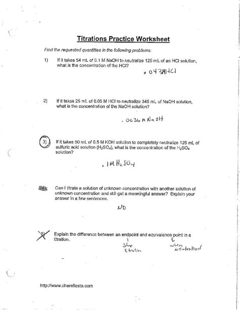 Acid Base Titration Worksheet Answers W336 Titrations Worksheet