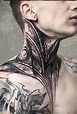 Incredible,black letterin, blackwork, throat/neck tattoo by our good ...