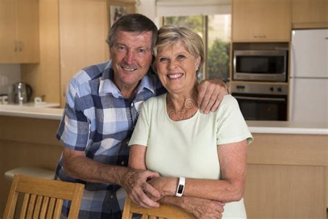 Senior Beautiful Middle Age Couple Around 70 Years Old Smiling Happy