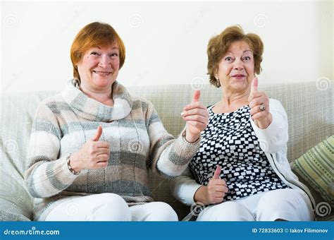 Happy Senior Women Posing Indoors And Laughing Stock Image Image 72833603