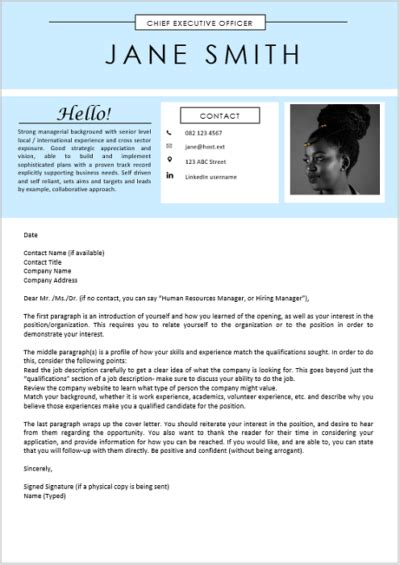 Chief Executive Officer Cover Letter Professional Cv Templates
