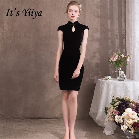 buy it s yiiya 2018 black elegant slim evening dresses knee length high quality