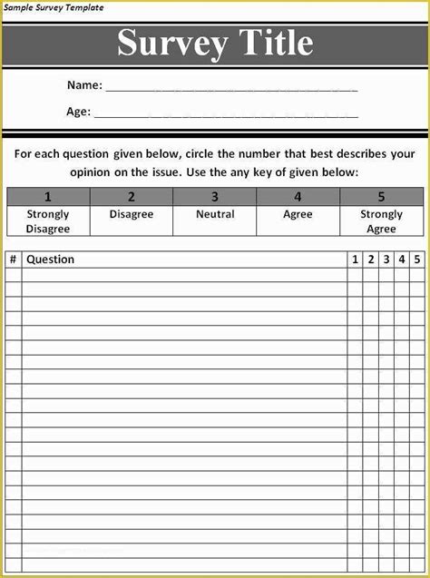 Free Printable Survey Template Of Sample Survey Template Best Word