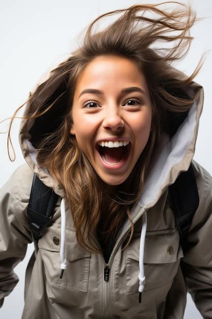Premium Ai Image Minimalist Photography Of Teenager Girl With Excited