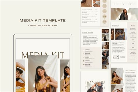 7 Page Media Kit Template For Canva Media Press Kit Template Etsy