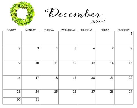 December 2018 Calendar Fillable Printable December Calendar Calendar