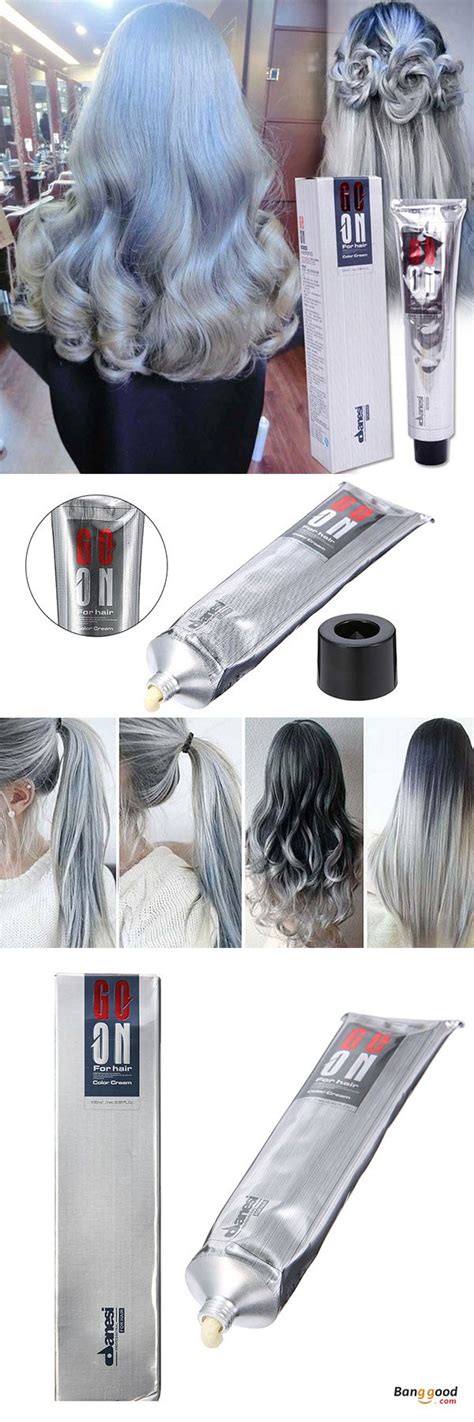 Us989 Free Shipping Punk Style Unisex Grannyhair Light Gray Color Permanent Hair Cream Dye