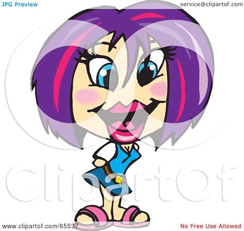 Royalty Free Rf Clipart Illustration Of A Purple Haired Woman In A Blue Dress By Dennis Holmes