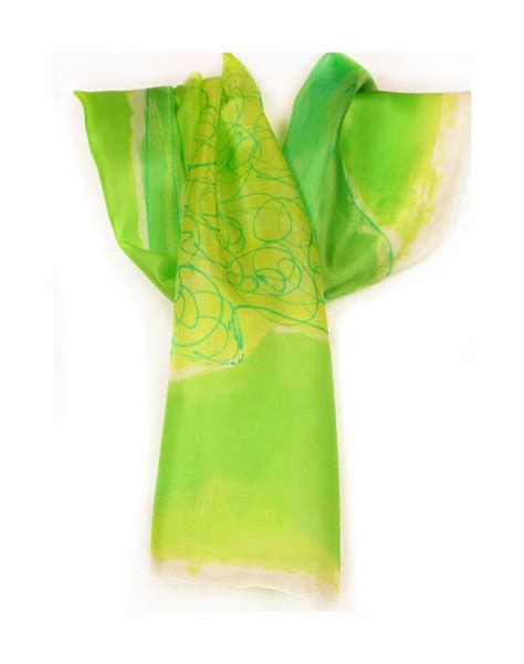 Lime Green Scarf Hand Painted Silk Scarf Neon By Klaradar