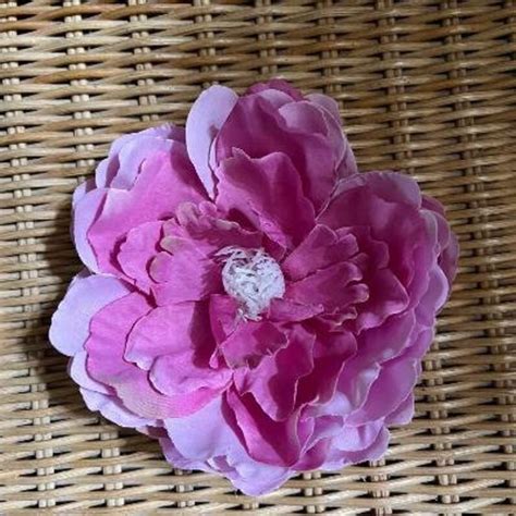 Mauvepink Large Peony Silk Flower Hair Clip Etsy