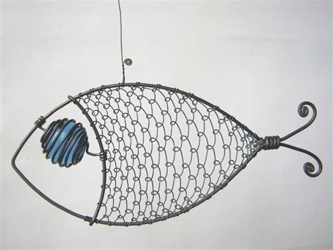 Another Blue Eyed Wire Fish Sculpture