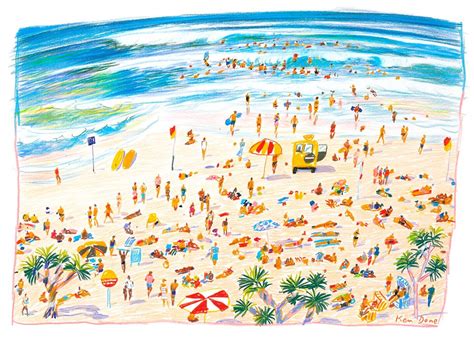 Ken Done Shop Limited Prints Surfers Beach 1985 Landscape