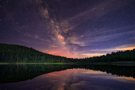 Fonds Decran 2048x1367 Voie Lactée Lac Étoile Ciel Forêts Nuit Nature