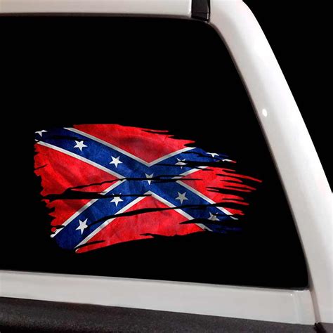 Tattered Confederate Flag Decal Jeep Chevy Ford Rebel Flag Sticker