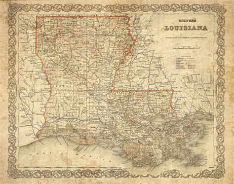 Antique Louisiana Map 1886 Historic Old Map Of Louisiana Restoration