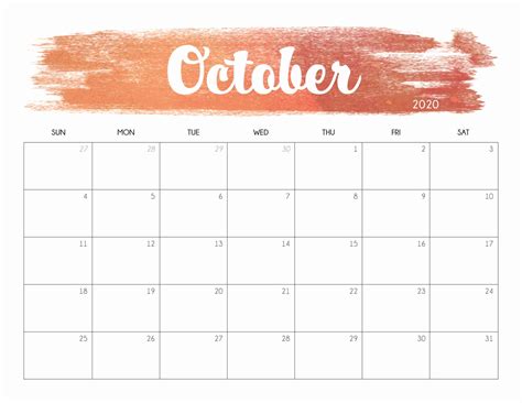 Cute October Calendar