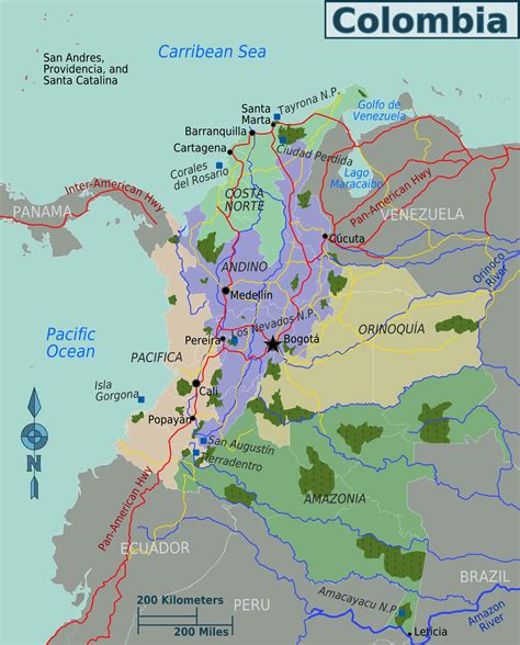 Colombia Regions Map Mapsofnet