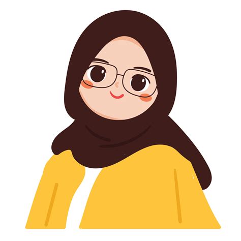 Hand Drawing Cartoon Girl Wearing Hijab With Smile Face 20707618 Vector Art At Vecteezy