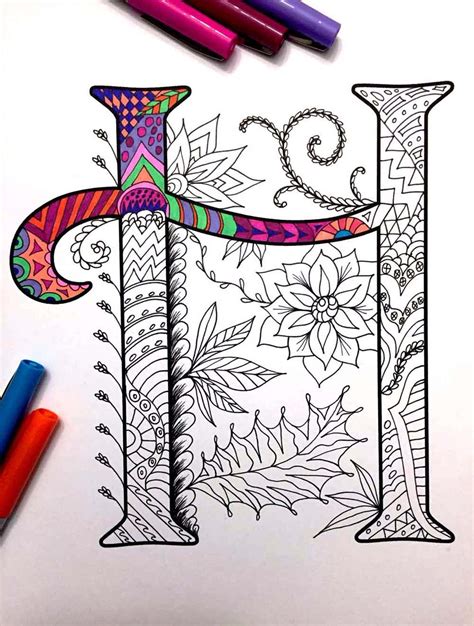 Alphabet Zentangle Design A-Z Printable Coloring Pages Kids Activities Blog