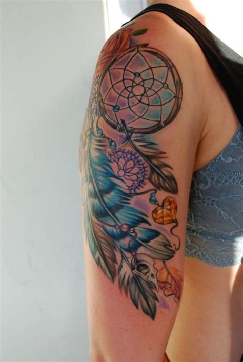 Perfect for apartments, dorms, and more. Wolf Dreamcatcher Tattoo | Dream catcher tattoo, Sleeve tattoos, Girl shoulder tattoos