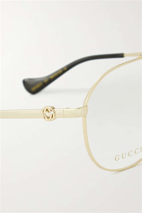 Gucci Eyewear Oversized Aviator Style Gold Tone And Acetate Optical