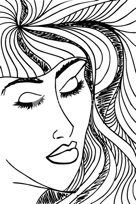 Abstract Sketch Of Woman Face Vector Illustration Stock