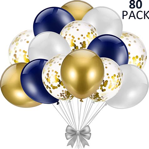 Buy Gejoy 80 Pieces 12 Inch Navy Blue And Gold Confetti Balloons Blue