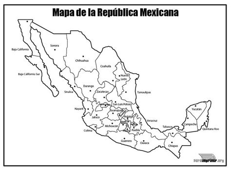 Mapa De Mexico Y Estados Unidos Con Nombres Para Colorear