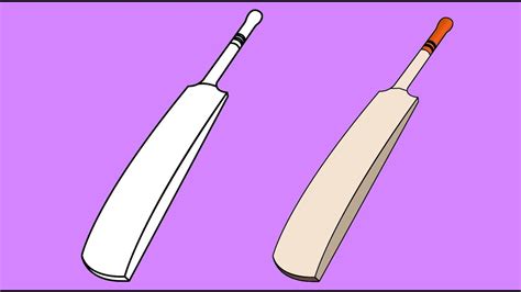 How To Draw And Colour A Cricket Bat Step By Step For Kids Youtube
