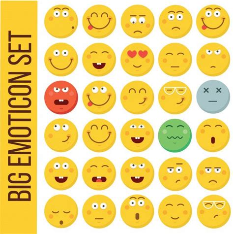 Emoticon Smiley Face Different Emotions Collection Different