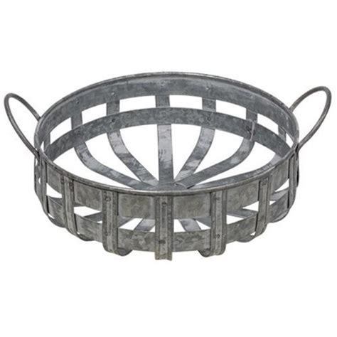 Shop Washed Galvanized Metal Basket With Handles Free Shipping On