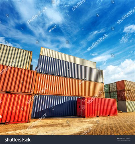 Stack Cargo Containers Docks Stock Photo 182294483 Shutterstock
