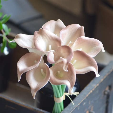 pale brown calla lilies real touch flowers for silk wedding bouquets wedding decorations