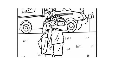 Mail Carrier Coloring Page | Worksheets, Community helpers and Childcare