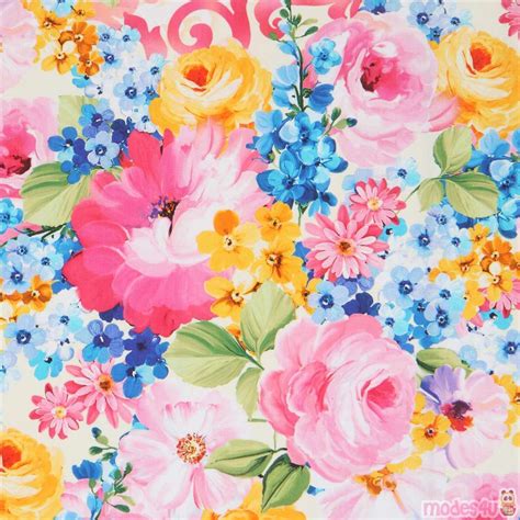 Digital Print Michael Miller Colorful Flower Fabric Modes4u