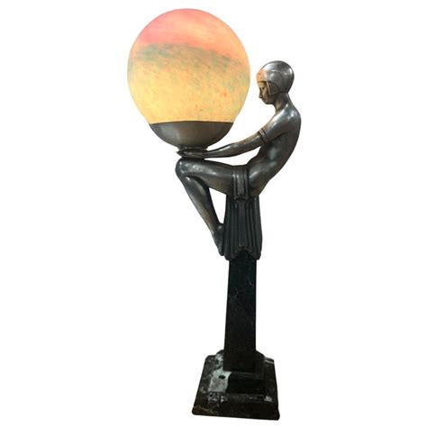 Vintage Art Deco Naked Woman Holding Globe Table Lamp At StDibs Naked Lady Lamps Naked Woman