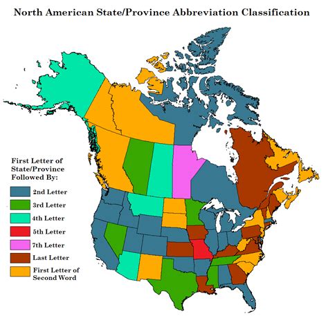 North American Statesprovinces Abbreviation Classification 996x994