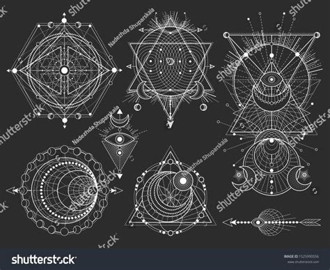 Vector Set Sacred Geometric Symbols Figures Wektorowa Ilustracja