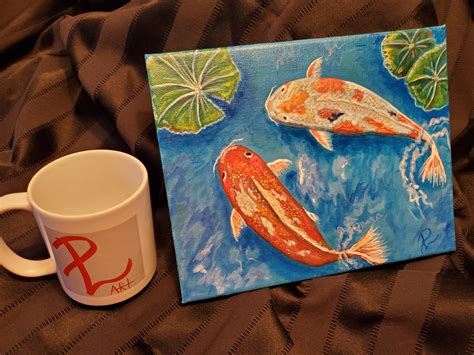 Pintura De Peces Sobre Lienzo Pintura De Peces Nataci N De Etsy M Xico